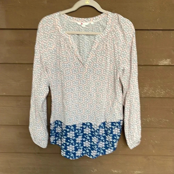 Boden pink, white and blue light tunic shirt size 6 - Picture 1 of 5